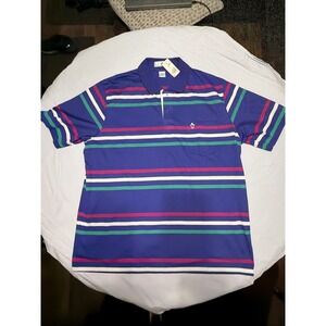 Vintage 90s Penguin Club Stripes Polo Shirt XL Preppy NWT